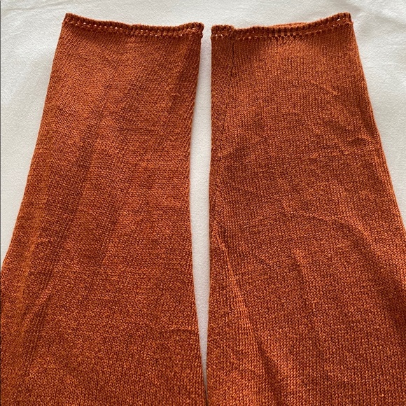 Eileen Fisher Cotton Linen Blend Italian yarn burnt orange Cardigan MOP buttons - Picture 8 of 13
